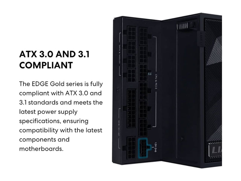 Lian Li Edge Series 1200W Power Supply (1200W, 80 Plus Gold, PCIE 5.1, ATX 3.1, Fully Modular)