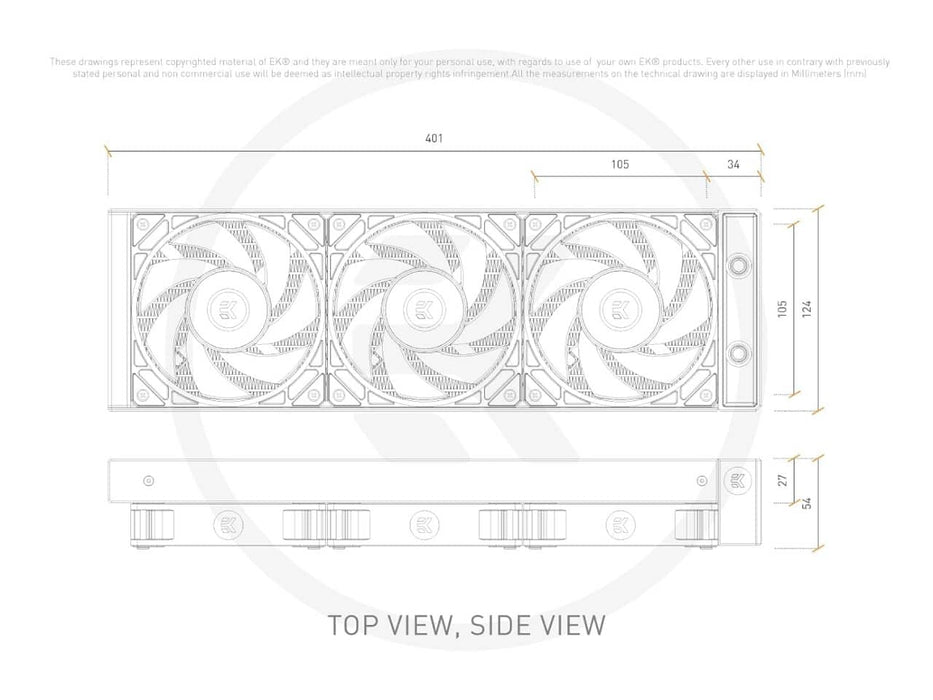 EKWB EK-Nucleus AIO CR360 Lux D-RGB White CPU Liquid / Water Cooler, 360mm Radiator, 3x EK-FPT 120mm D-RGB Fans, Intel & AMD Sockets