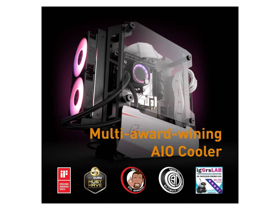 EKWB EK-Nucleus AIO CR240 Lux D-RGB CPU Liquid / Water Cooler, 240mm Radiator, 2x EK-FPT 120mm D-RGB Fans, Intel & AMD Sockets
