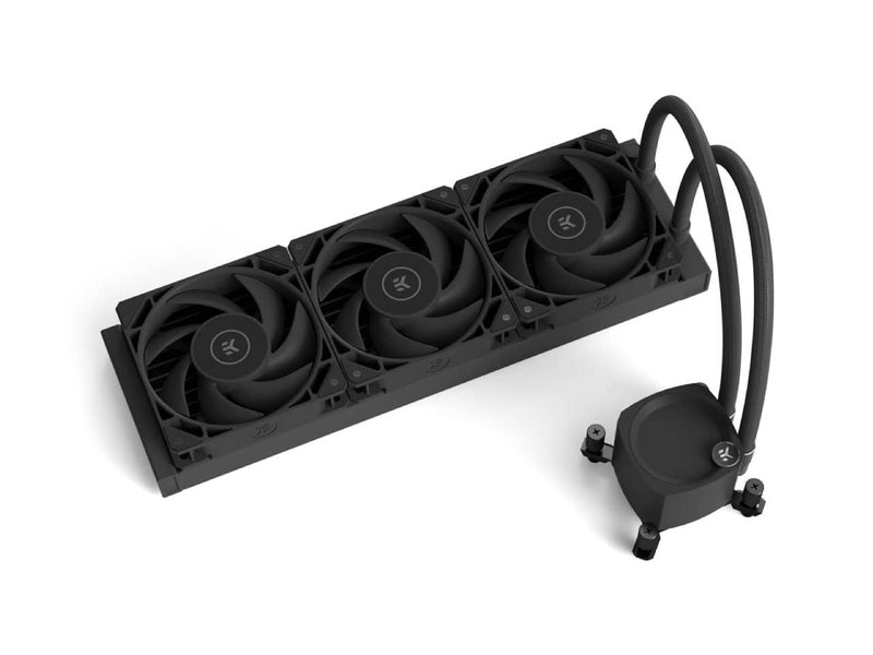 EKWB EK-Nucleus AIO CR360 Dark CPU Liquid / Water Cooler, 360mm Radiator, 3x EK-FPT 120mm Black Fans, Intel & AMD Sockets