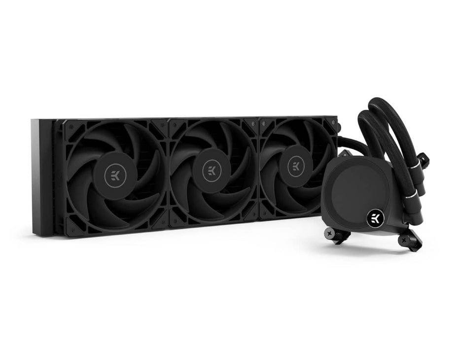 EKWB EK-Nucleus AIO CR360 Dark CPU Liquid / Water Cooler, 360mm Radiator, 3x EK-FPT 120mm Black Fans, Intel & AMD Sockets