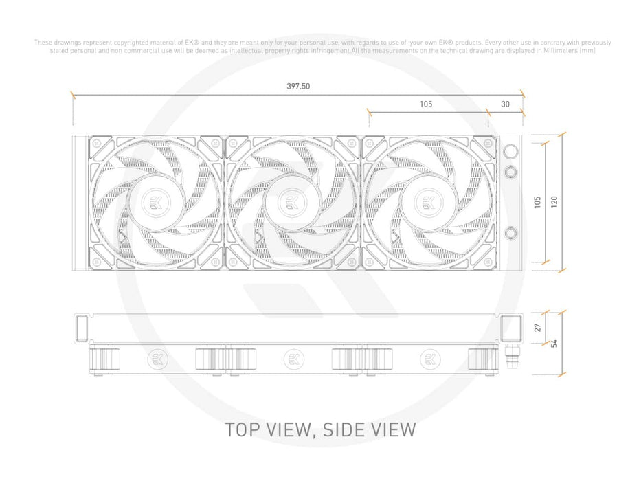 EKWB EK-Nucleus AIO CR360 Dark CPU Liquid / Water Cooler, 360mm Radiator, 3x EK-FPT 120mm Black Fans, Intel & AMD Sockets