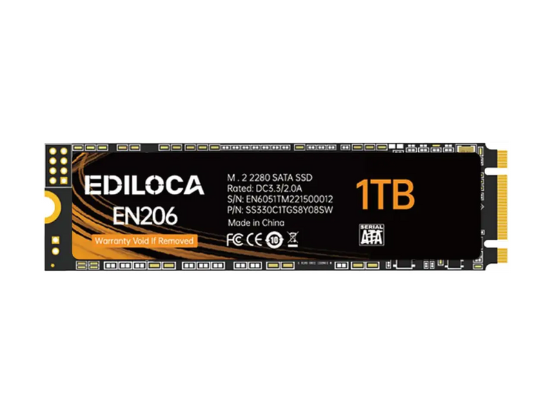Ediloca EN206 1TB M.2 Solid State Drive, 1TB, M.2 2280, Read Speed Up To 550 MB/s, Write Speed Up To 480 MB/s