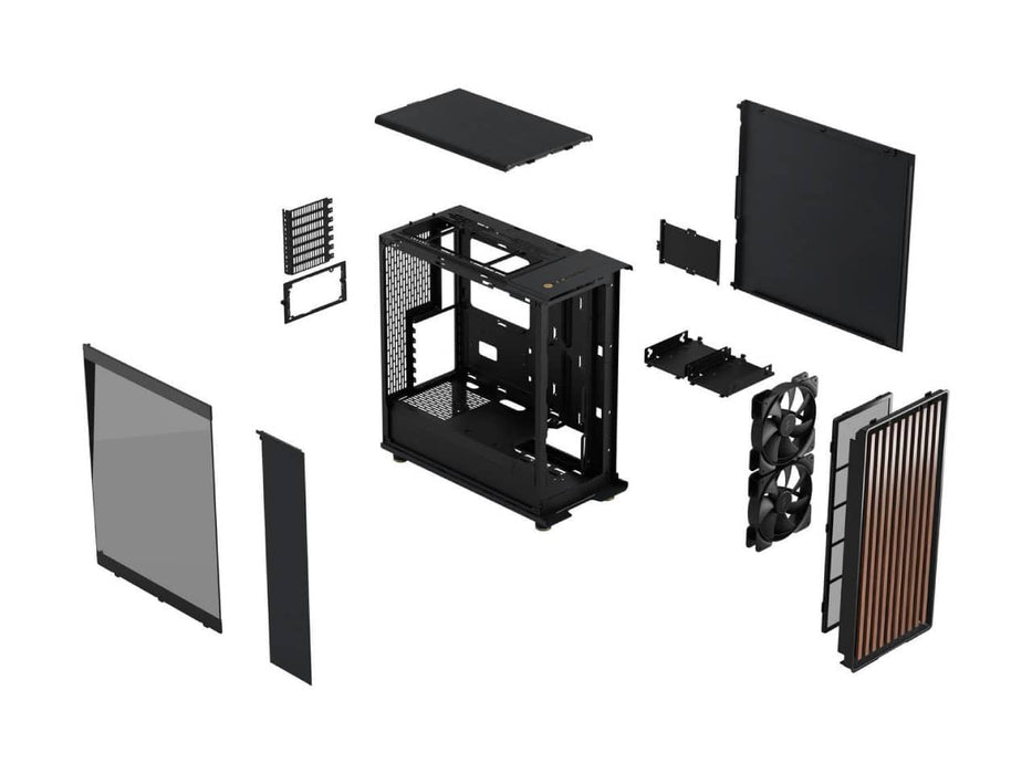 Fractal Design North ATX / mATX Mid Tower Computer Case, Charcoal Black with Walnut Front, Tinted Tempered Glass Side Panel (FD-C-NOR1C-02)