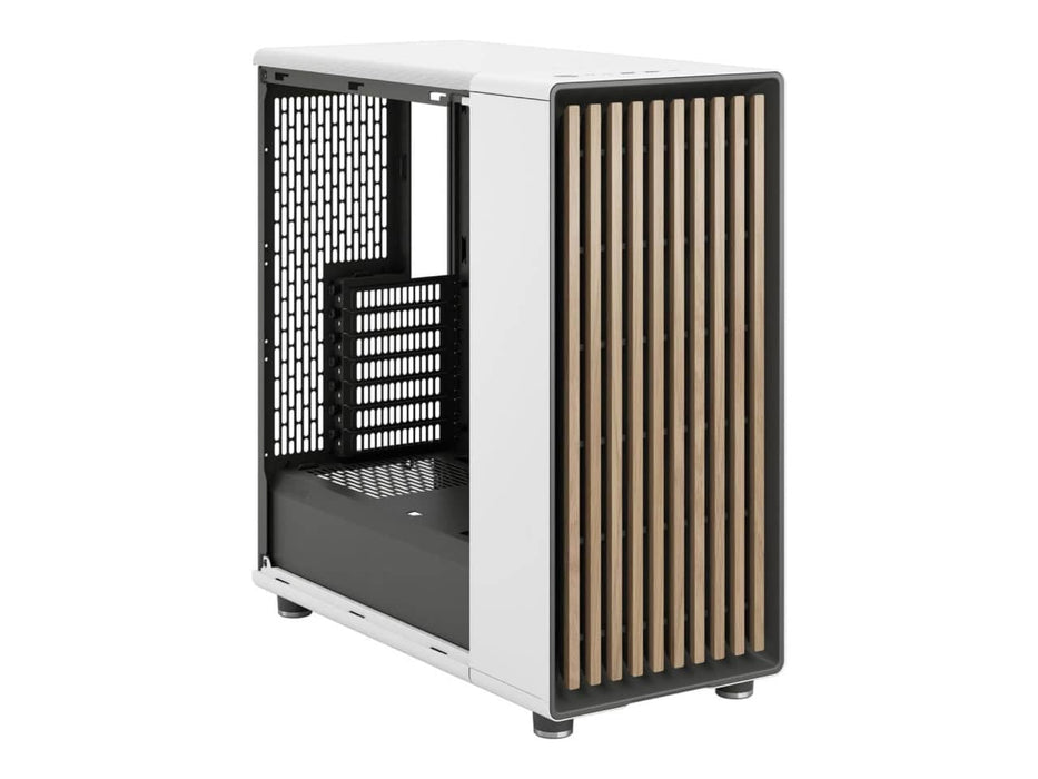 Fractal Design North ATX / mATX Mid Tower Computer Case, Chalk White with Oak Front, Tinted Tempered Glass Side Panel (FD-C-NOR1C-04)