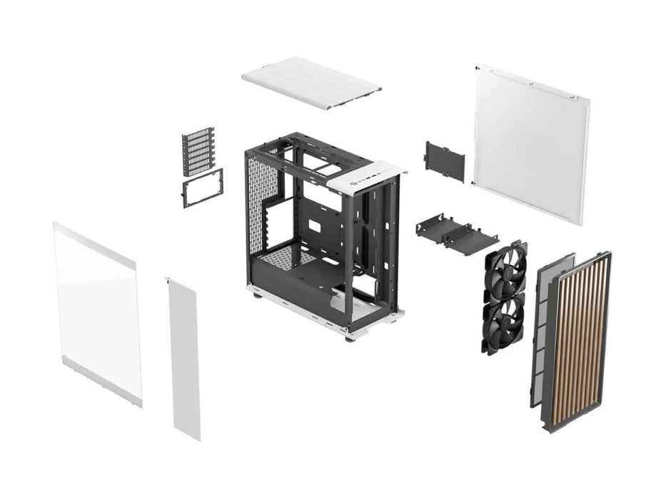 Fractal Design North ATX / mATX Mid Tower Computer Case, Chalk White with Oak Front, Tinted Tempered Glass Side Panel (FD-C-NOR1C-04)