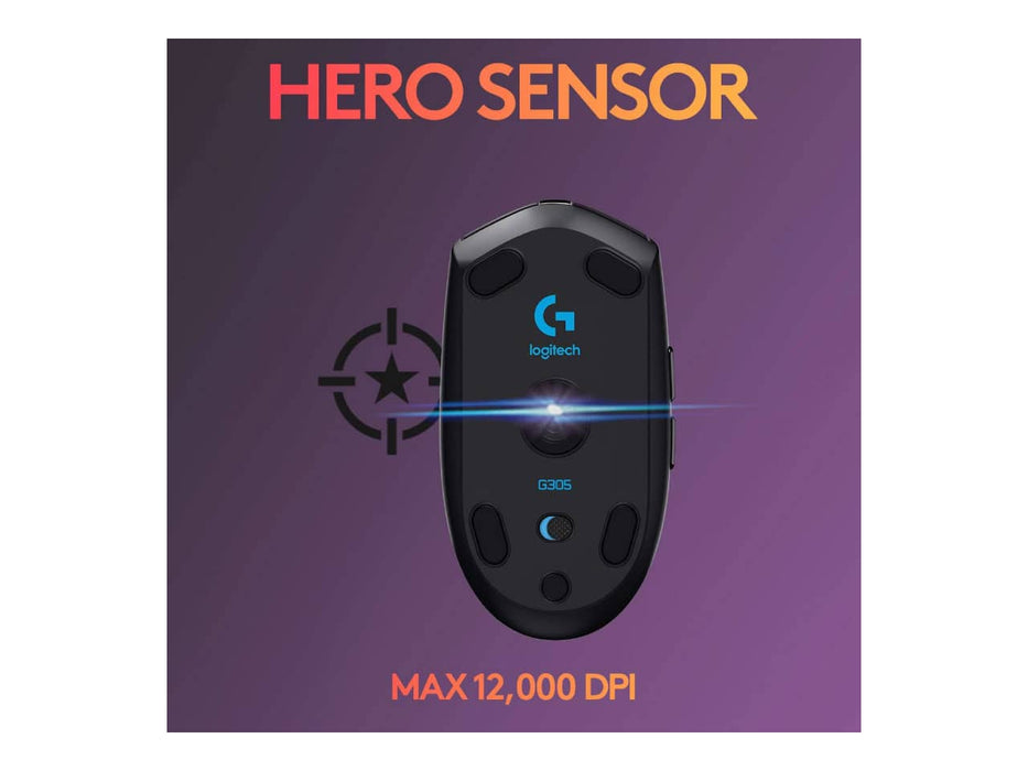 Logitech G305 Lightspeed Wireless Gaming Mouse, 12,000 DPI, Hero 12K Sensor, Lightweight, Black