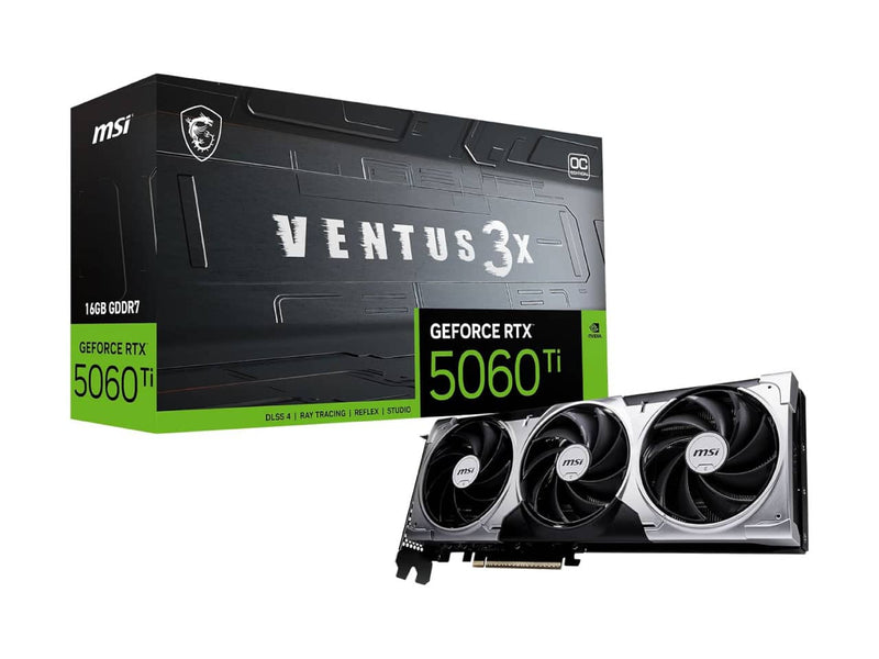 MSI GeForce RTX 5060 Ti 16GB Ventus 3X OC Graphics Card, 16GB GDDR7, Nvidia Blackwell Architecture, 128-bit Extreme Performance