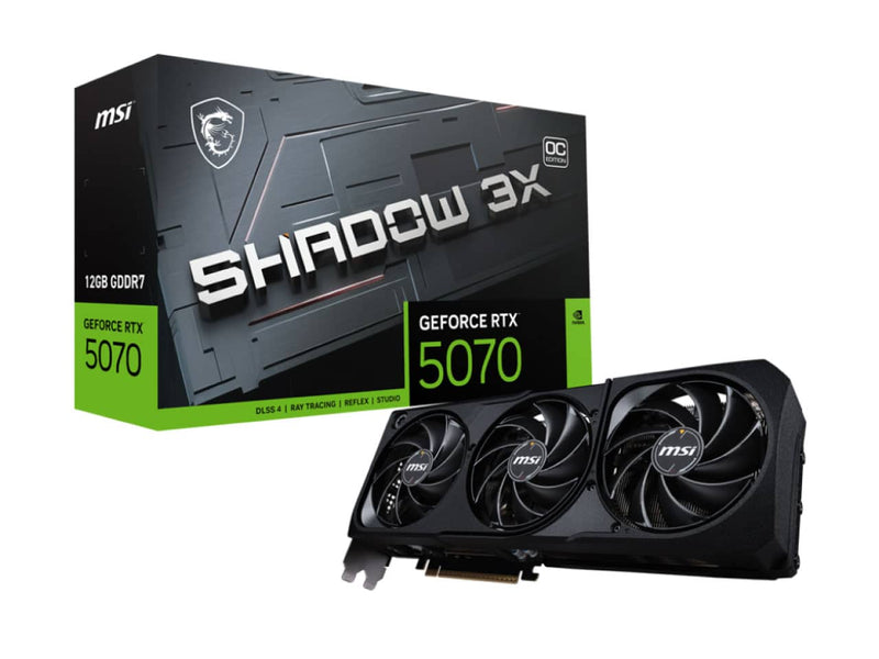 MSI GeForce RTX 5070 Shadow 3X OC 12GB Graphics Card, 12GB GDDR7 (G5070-12S3C)