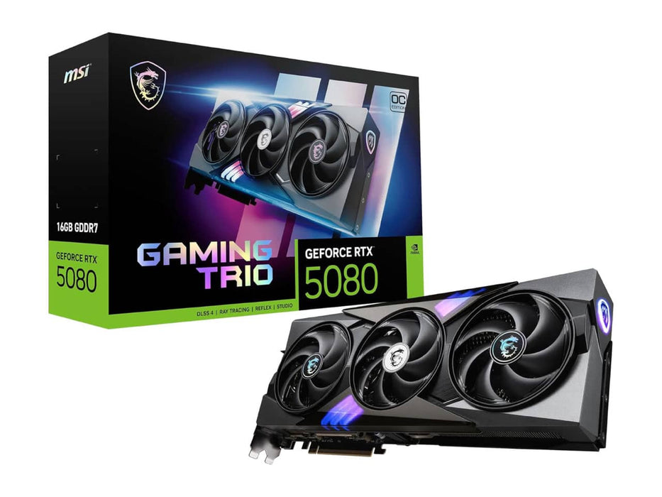 MSI GeForce RTX 5080 16G Gaming Trio OC Graphics Card, 16GB GDDR7 (G5080-16GTC)