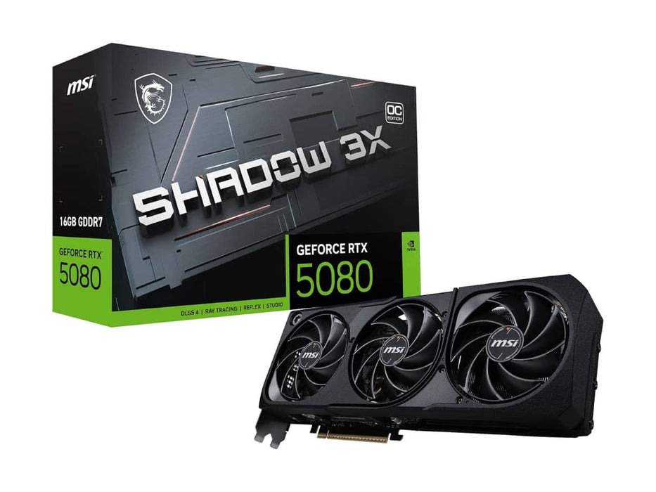 MSI GeForce RTX 5080 Shadow 3X OC 16GB Graphics Card, 16GB GDDR7 (G5080-16S3C)