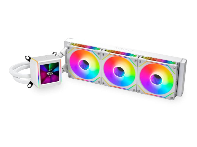 Lian Li Galahad II LCD SL-INF 360 White CPU Liquid / Water Cooler, 360mm Radiator, IPS LCD Screen, ARGB, White (GA2ALCD36INW)