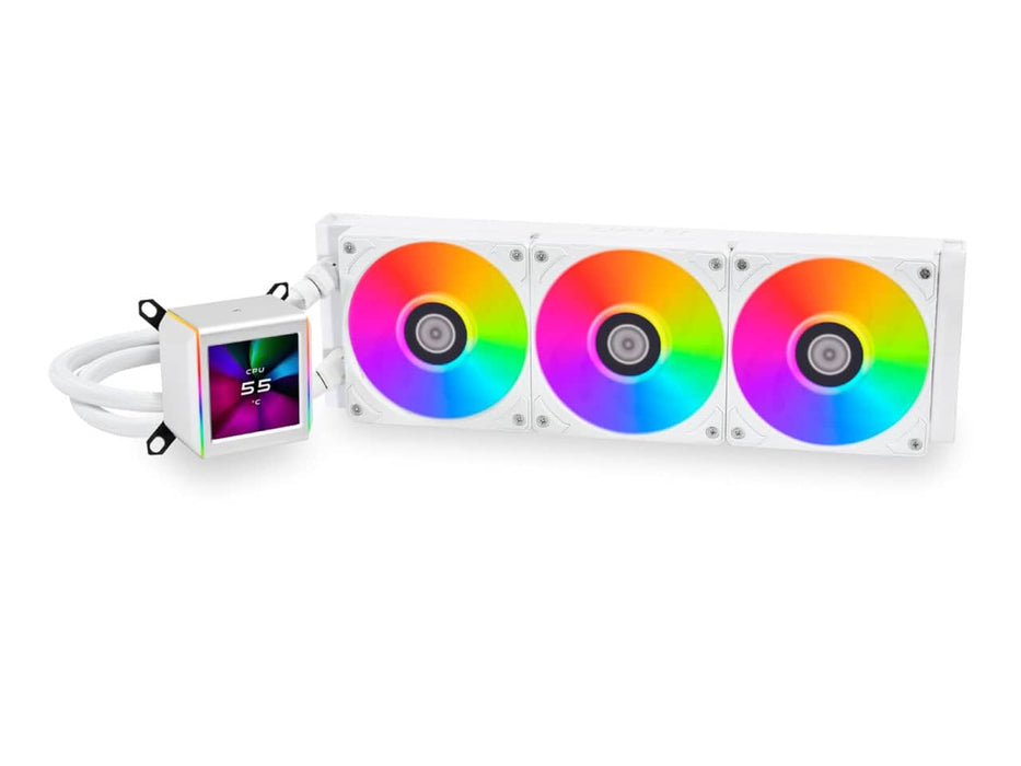 Lian Li Galahad II 360 White CPU Liquid / Water Cooler, 360mm Radiator, IPS LCD Screen, ARGB, White (GA2ALCD36W)