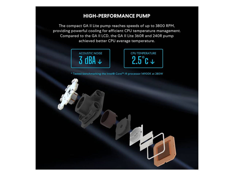 Lian Li Galahad II Lite 360 AIO CPU Liquid / Water Cooler, 360mm, ARGB