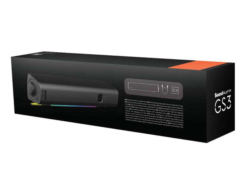 Creative Sound Blaster GS3 Compact Gaming Soundbar, SuperWide technology, 24W peak power, USB-C, AUX, Bluetooth 5.4