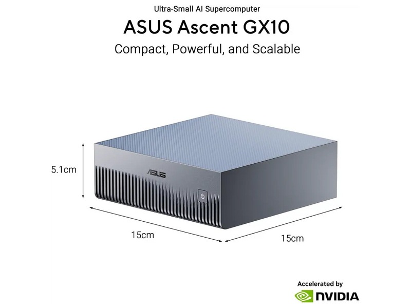 ASUS Ascent GX10 4TB AI Supercomputer, NVIDIA GB10 Superchip, 128GB LPDDR5x, 4TB PCIe Gen5 NVMe SSD, Wi-Fi 7 (GX10-GG0016BN)