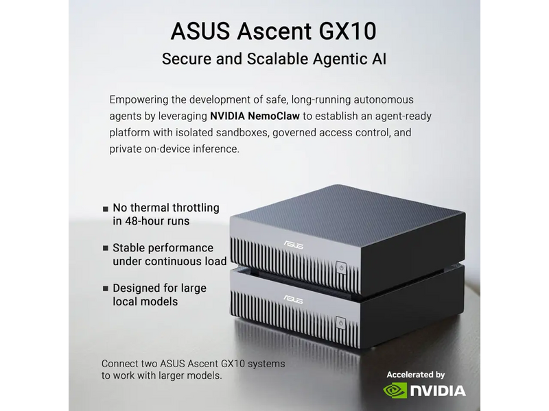 ASUS Ascent GX10 4TB AI Supercomputer, NVIDIA GB10 Superchip, 128GB LPDDR5x, 4TB PCIe Gen5 NVMe SSD, Wi-Fi 7 (GX10-GG0016BN)