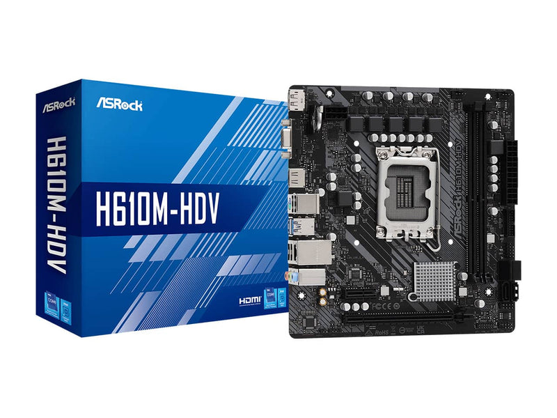ASRock H610M-HDV, Intel LGA 1700, Micro ATX Motherboard
