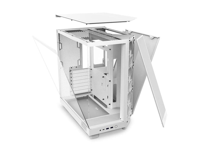 NZXT H6 Flow RGB Compact Dual-Chamber Computer Case, ATX Mid Tower, Panoramic Tempered Glass, High Performance Airflow Panels, White (CC-H61FW-R1)