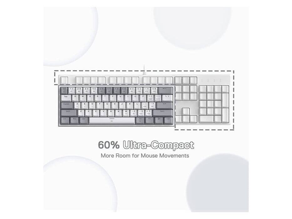 Redragon K617 Fizz 60% Wired RGB Gaming Keyboard (White & Grey)