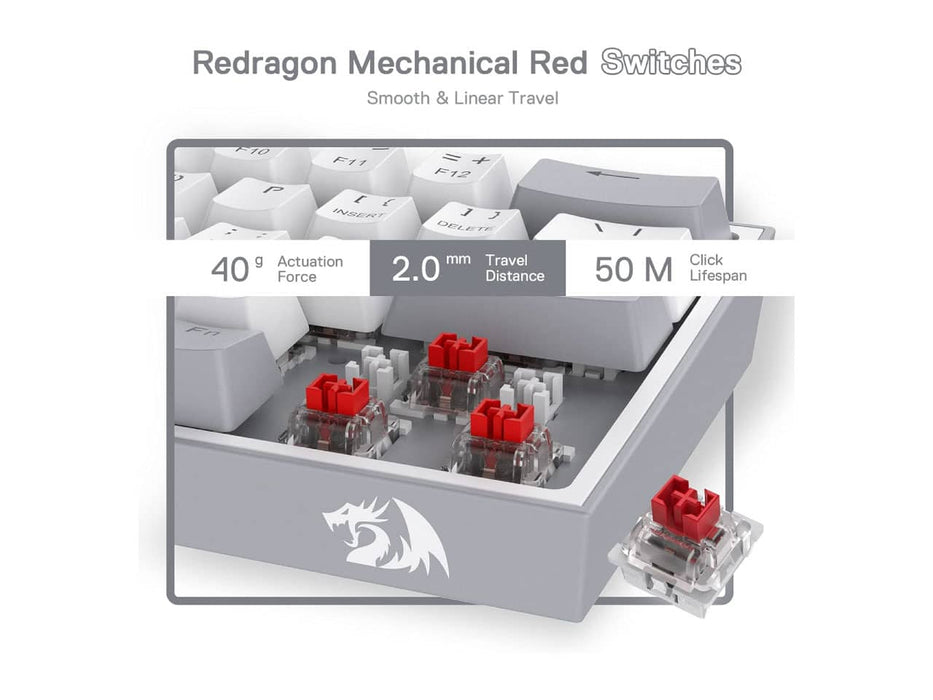 Redragon K617 Fizz 60% Wired RGB Gaming Keyboard (White & Grey)