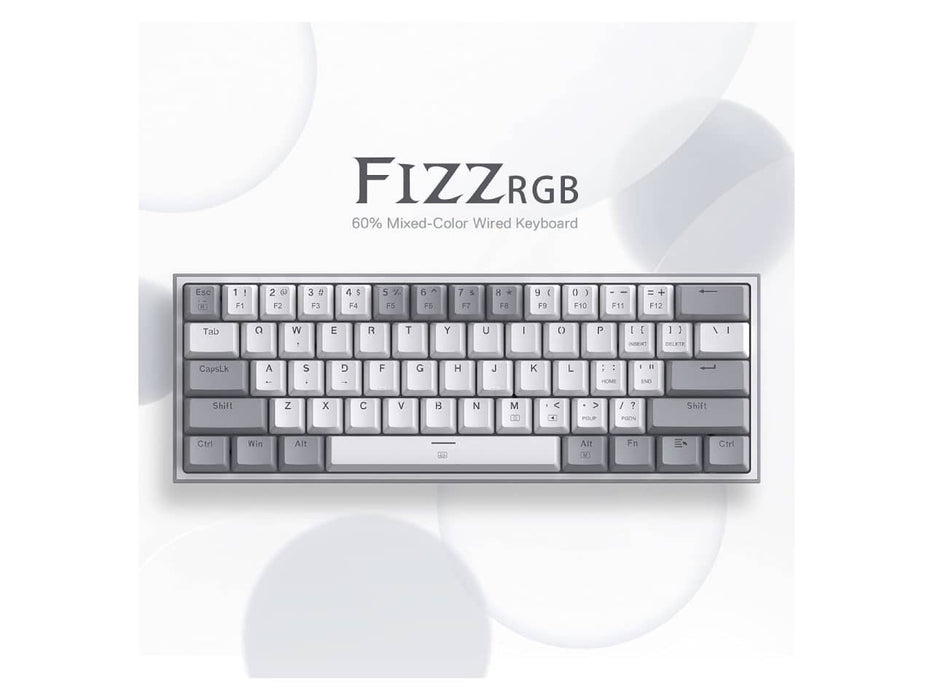 Redragon K617 Fizz 60% Wired RGB Gaming Keyboard (White & Grey)