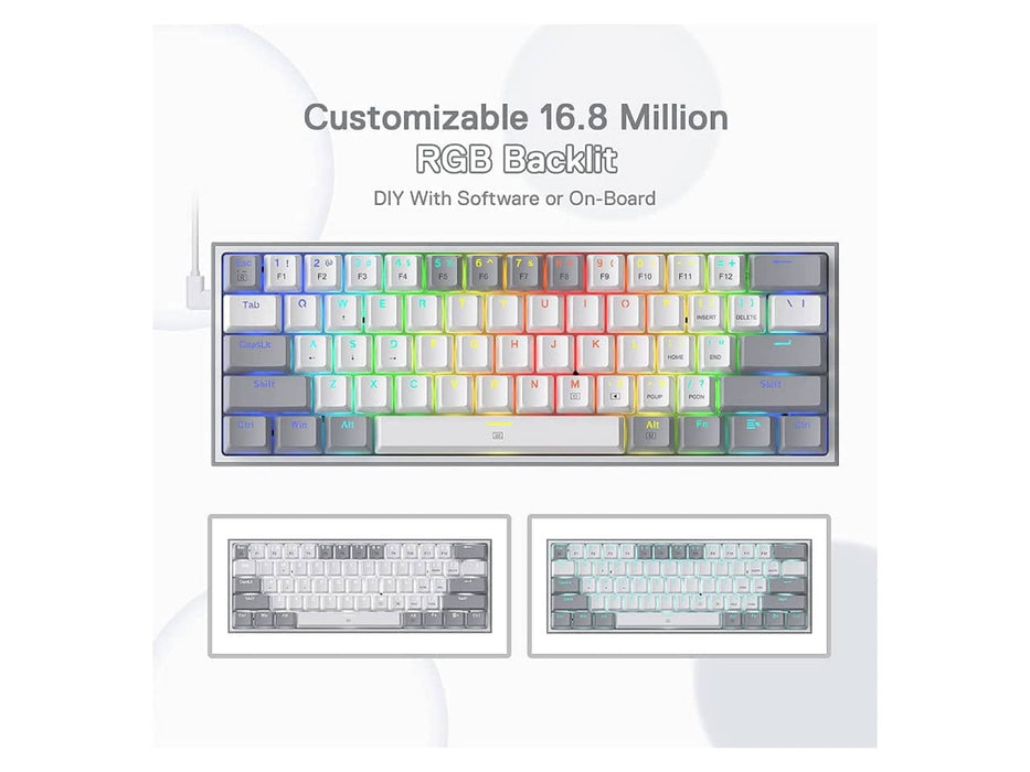 Redragon K617 Fizz 60% Wired RGB Gaming Keyboard (White & Grey)