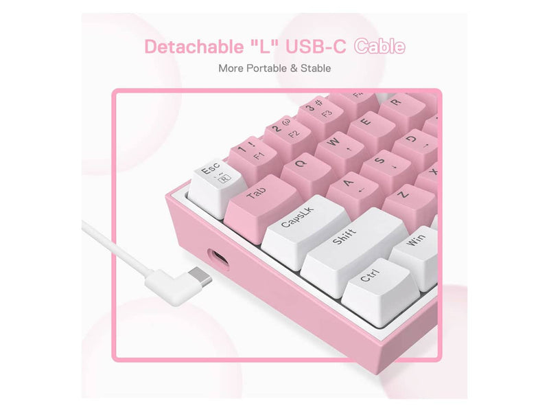 Redragon K617 Fizz 60% Wired RGB Gaming Keyboard (White & Pink)