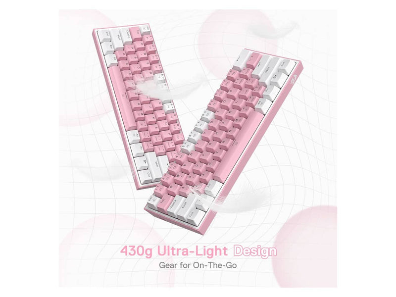 Redragon K617 Fizz 60% Wired RGB Gaming Keyboard (White & Pink)
