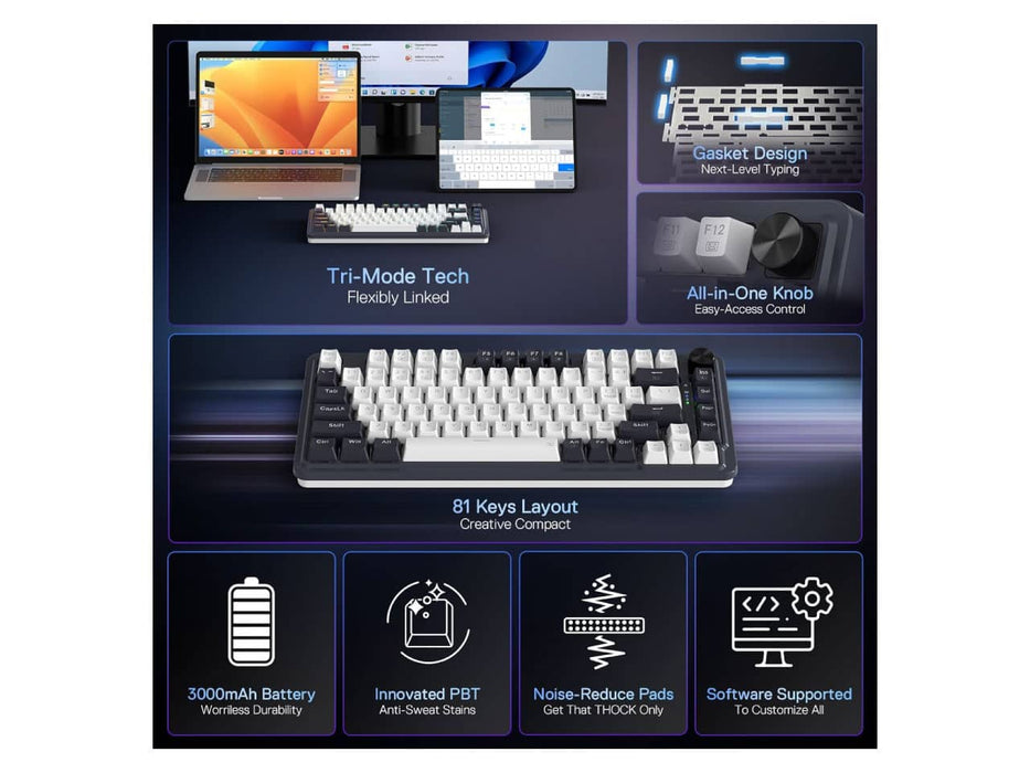 Redragon K673 Pro 75% Wireless Gasket RGB Gaming Keyboard