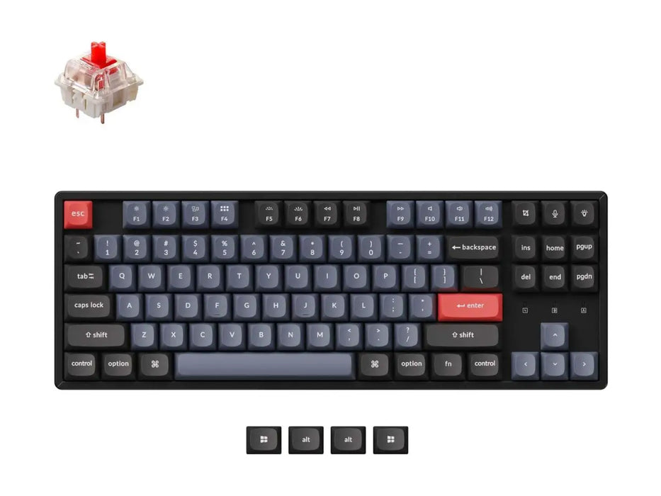 Keychron K8 Pro Hot-Swappable Wireless / Wired Mechanical Keyboard, RGB, Aluminum, TKL, Gateron Pro Red Switches (K8P-J1)