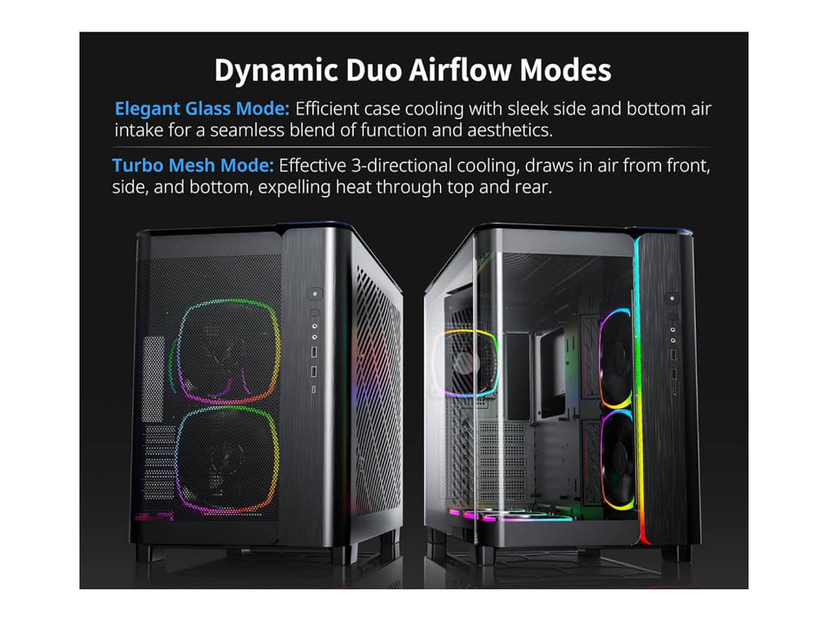 Montech King 95 Pro Dual Chamber Gaming Case, ATX Mid-Tower, High-Airflow, Curved Tempered Glass Front (Black)