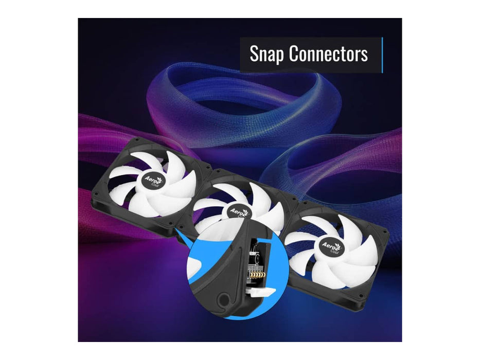 AeroCool Link 3-Pack 120mm (x3) Case Fan, PWN ARGB, Black