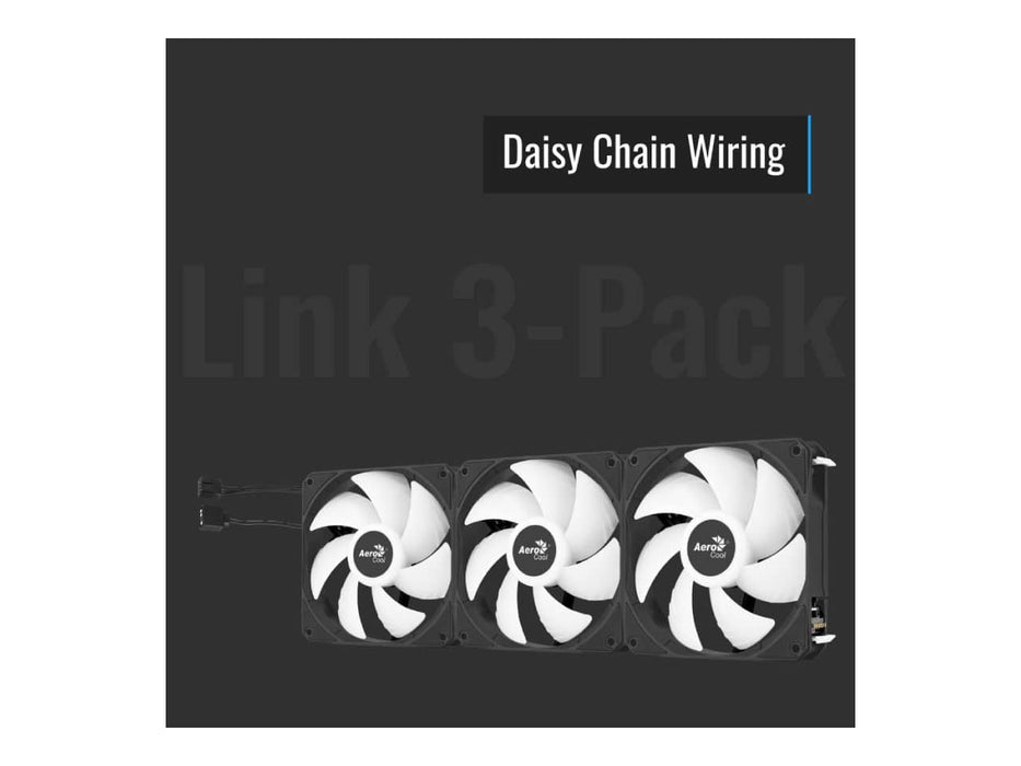 AeroCool Link 3-Pack 120mm (x3) Case Fan, PWN ARGB, Black