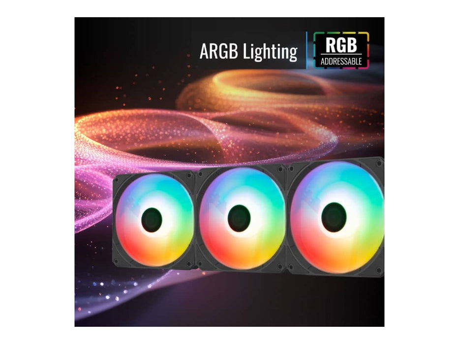 AeroCool Link 3-Pack 120mm (x3) Case Fan, PWN ARGB, Black