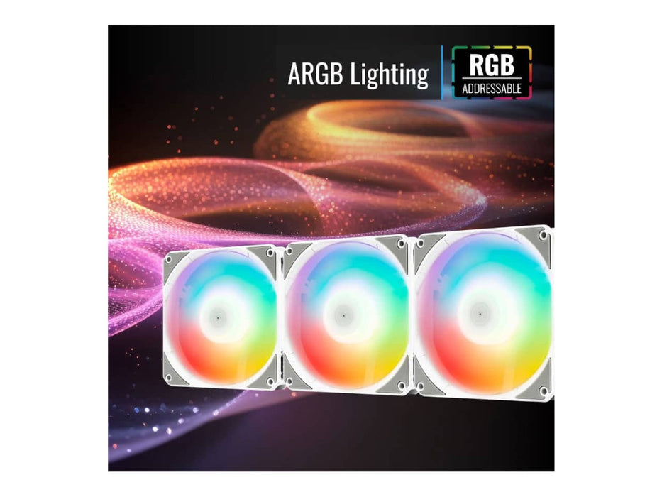 AeroCool Link 3-Pack 120mm (x3) Case Fan, PWN ARGB, White