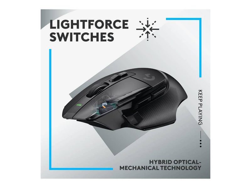 Logitech G502 X Lightspeed Wireless Gaming Mouse, Hero 25K Gaming Sensor, Optical-Mechanical Switches, Black