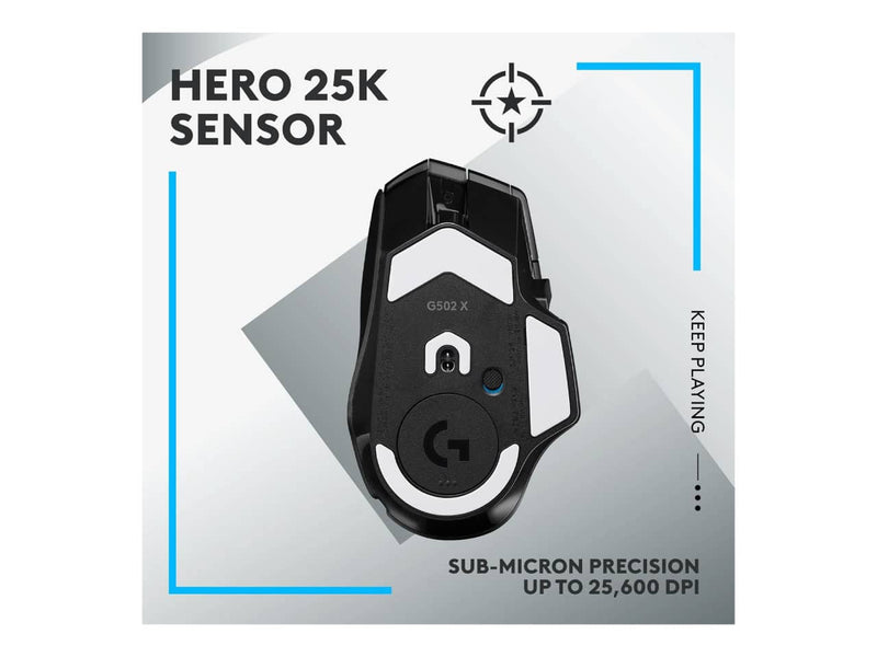 Logitech G502 X Lightspeed Wireless Gaming Mouse, Hero 25K Gaming Sensor, Optical-Mechanical Switches, Black