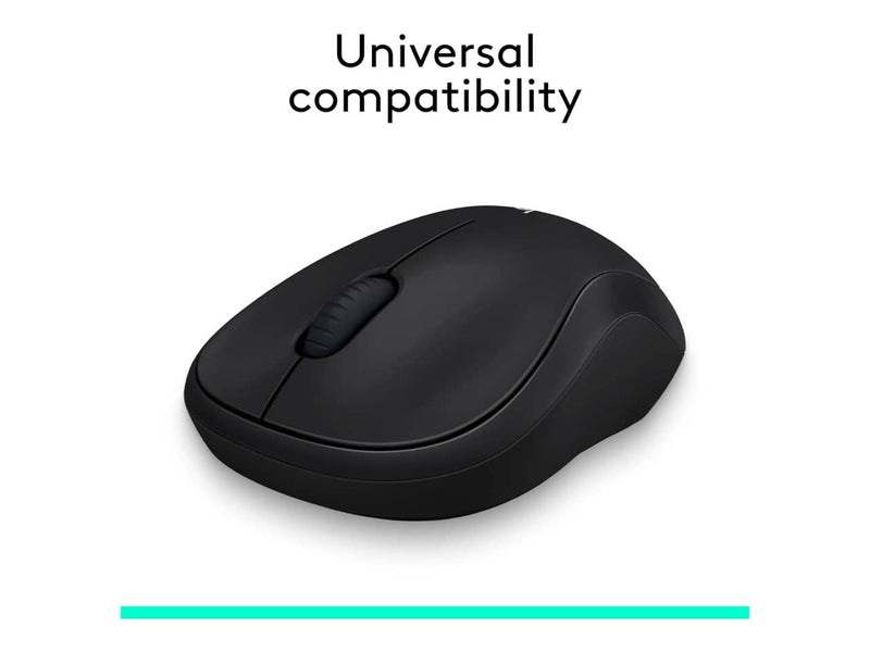Logitech M185 Wireless Mouse, 2.4GHz, 12-month battery life, 1000DPI, Ambidextrous, Black