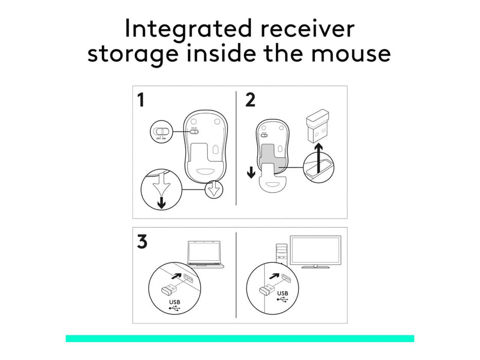 Logitech M185 Wireless Mouse, 2.4GHz, 12-month battery life, 1000DPI, Ambidextrous, Black