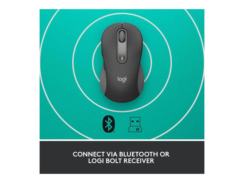 Logitech Signature M650 L for Business Wireless Mouse, Large Hand Sized, Logi Bolt, Bluetooth, SmartWheel, Graphite