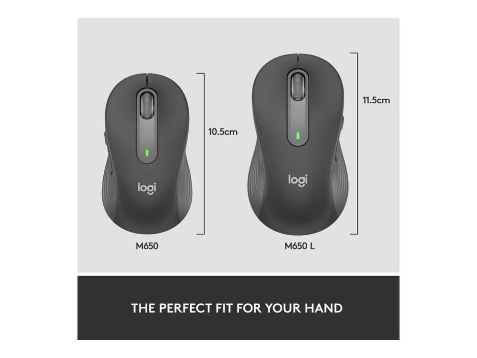 Logitech Signature M650 L for Business Wireless Mouse, Large Hand Sized, Logi Bolt, Bluetooth, SmartWheel, Graphite