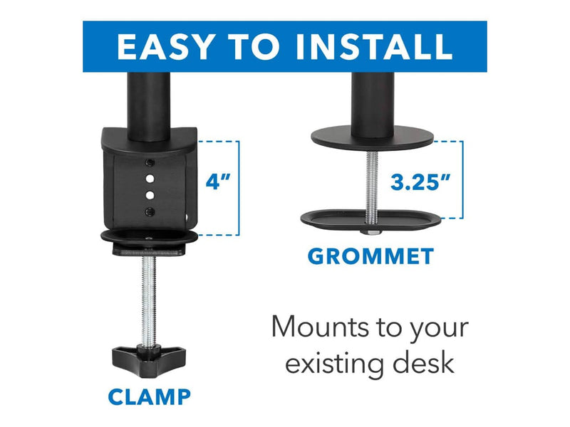 Mount-It! Dual Monitor Mount, Fits Two Displays up to 27-Inch, Two Full Motion Adjustable Arms