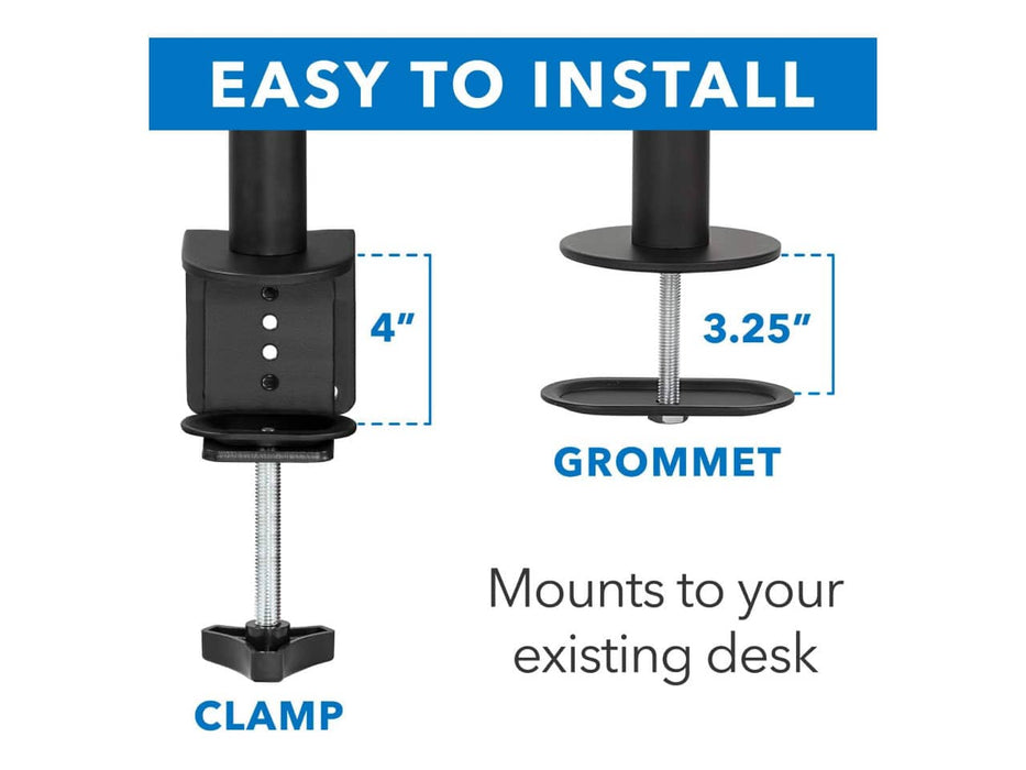 Mount-It! Dual Monitor Mount, Fits Two Displays up to 27-Inch, Two Full Motion Adjustable Arms