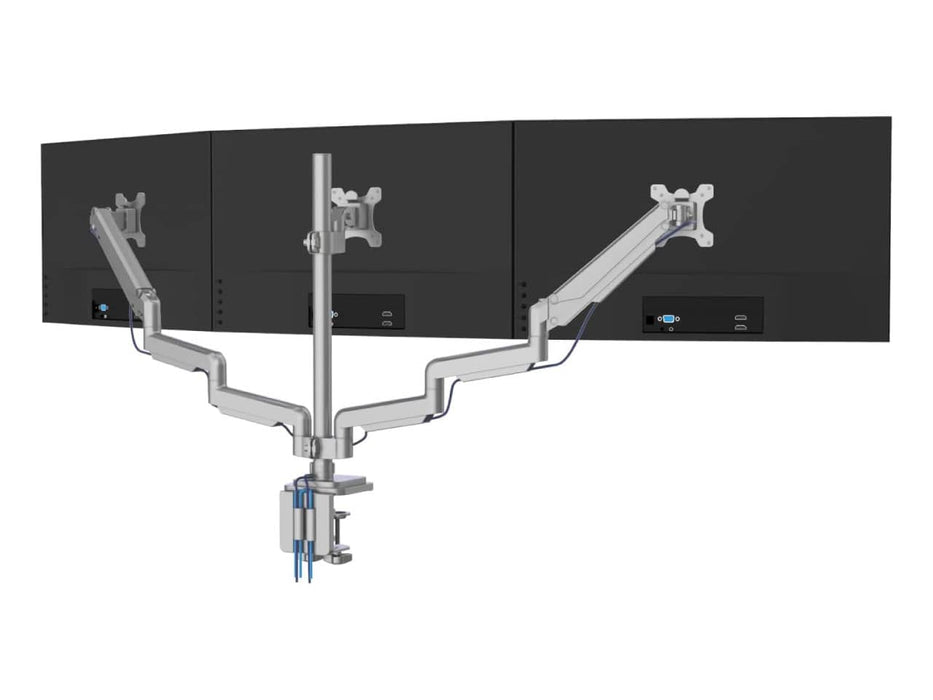Mount-It! Triple Monitor Mount, Fits 3 Displays up to 32-Inch, Features a USB-A, USB-C, and AUX Port in Base
