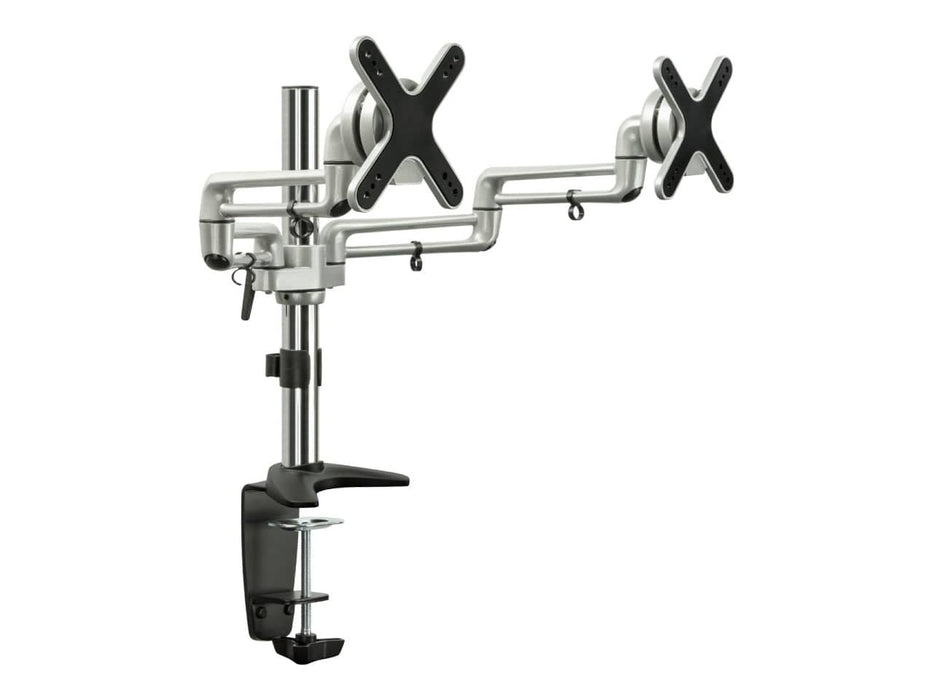 Mount-It! Dual Monitor Mount, 2 Full Motion Arms For Up to Two 27-inch Monitors, Silver