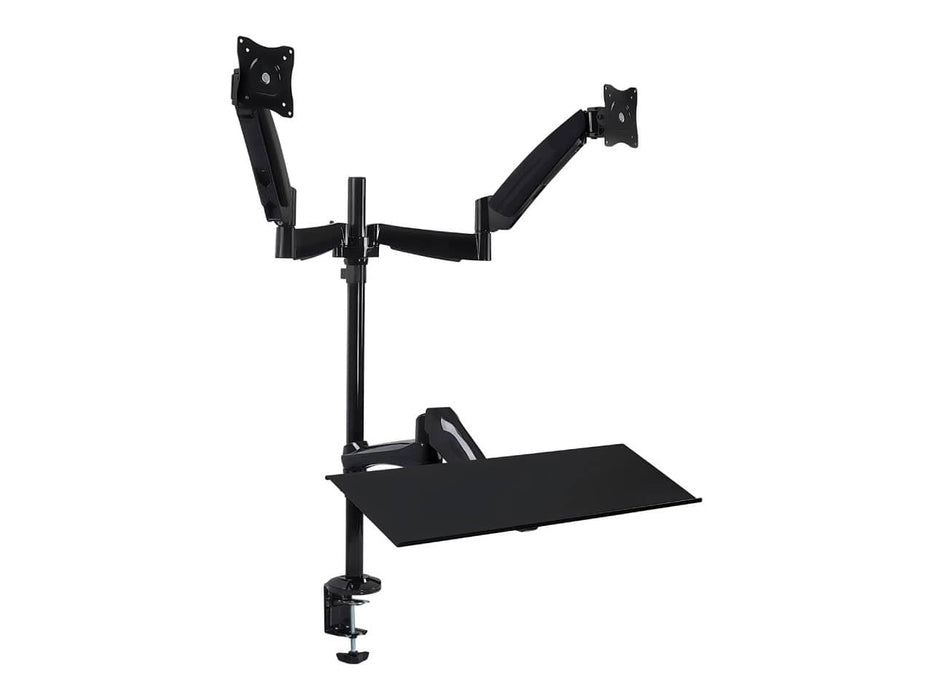 Mount-It! Sit-Stand Desk Mount Workstation, Height Adjustable Standing Desk, Dual Monitor Mount, Keyboard Mount, Fits Two Displays up to 27-Inch