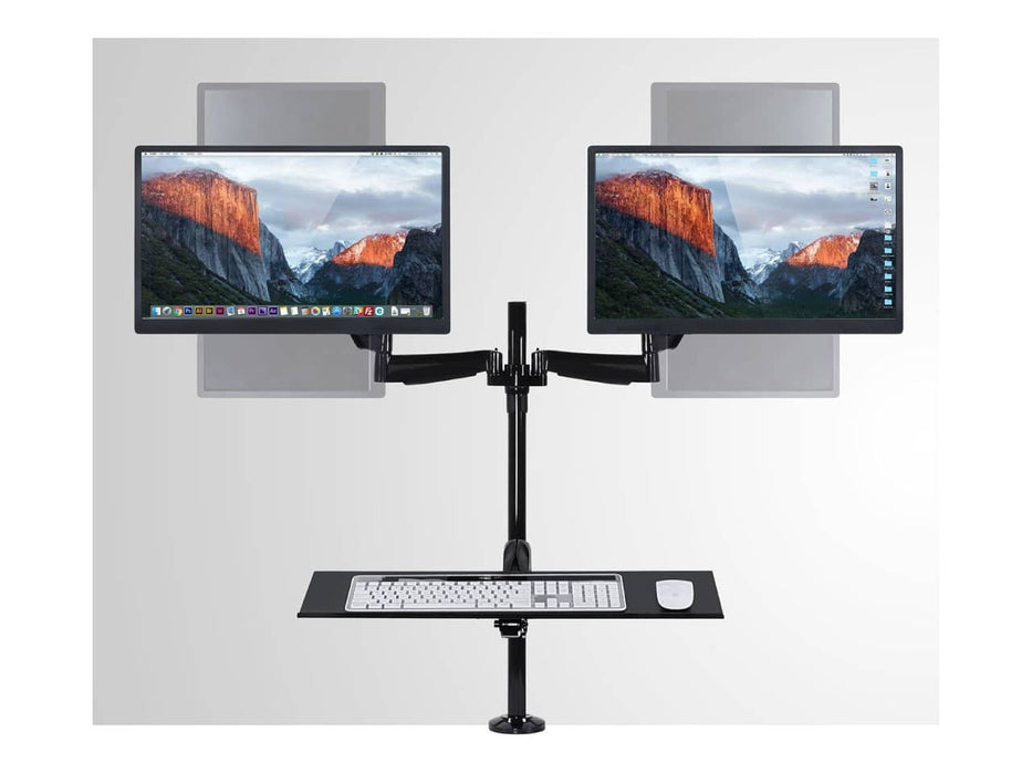 Mount-It! Sit-Stand Desk Mount Workstation, Height Adjustable Standing Desk, Dual Monitor Mount, Keyboard Mount, Fits Two Displays up to 27-Inch