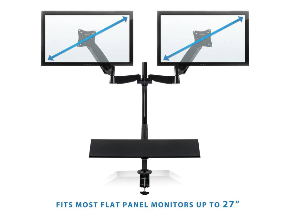Mount-It! Sit-Stand Desk Mount Workstation, Height Adjustable Standing Desk, Dual Monitor Mount, Keyboard Mount, Fits Two Displays up to 27-Inch
