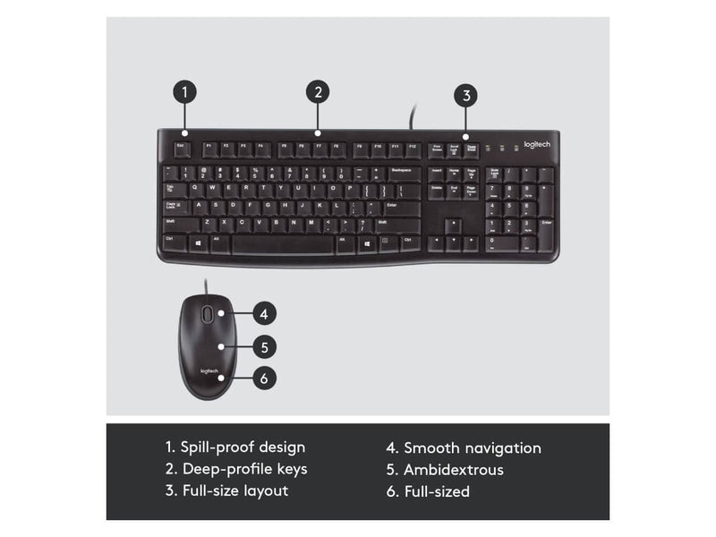 Logitech MK120 USB Wired Keyboard and Mouse Combo